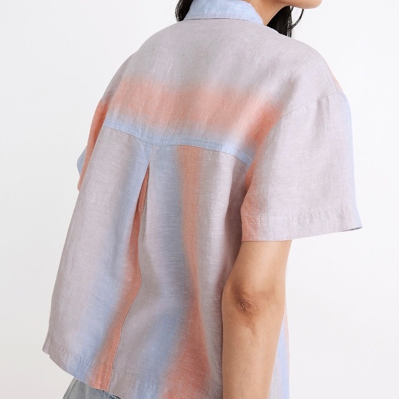 Madewell Linen Beachside Shirt in Ombré Stripe. XS - Picture 2 of 7